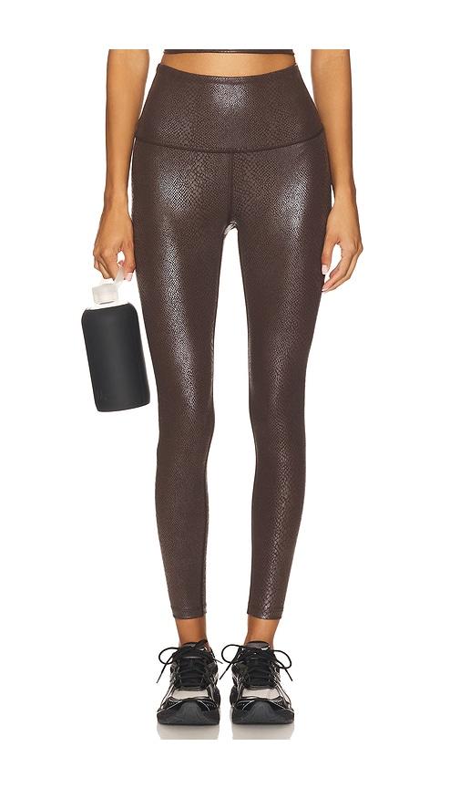 beyond yoga power shine high waisted midi legging in brown. - size l (also in xs, s, m)
