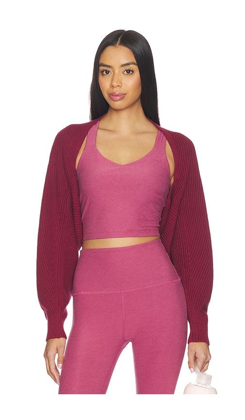 beyond yoga relaxed shrug sweater in burgundy. - size l/xl (also in s/m, xxs/xs)
