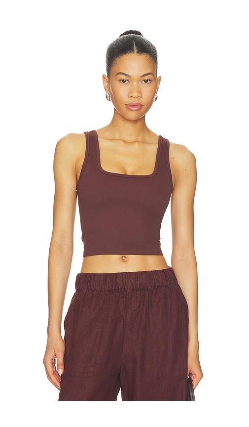 beyond yoga seamless cropped tank top in brown. - size l (also in xs)