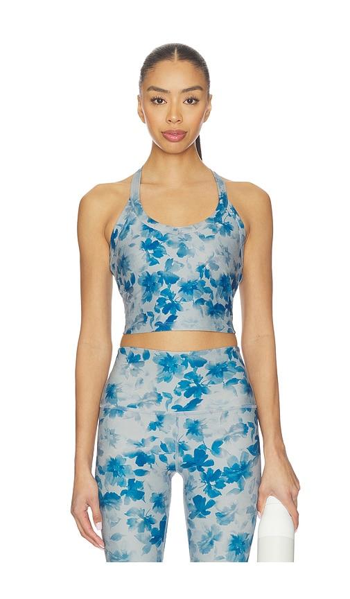 beyond yoga softmark on the up cropped tank top in blue. - size m (also in s, xs)