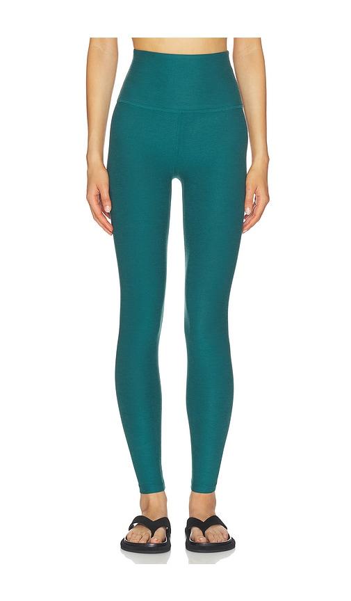 beyond yoga spacedye caught in the midi high waisted legging in teal. - size l (also in s, m, xl)