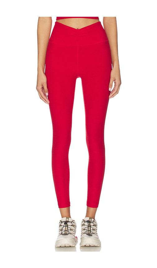 beyond yoga spacedye centered midi legging in red. - size l (also in s, xs, m, xl)
