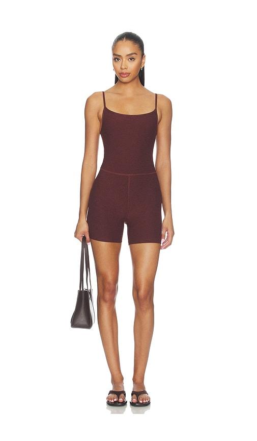 beyond yoga spacedye keep pace biker romper in brown. - size l (also in s, xxs, xs, m)