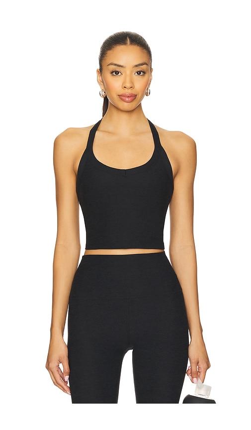 beyond yoga spacedye on the up cropped tank top in black. - size l (also in xs, s, m, xl)