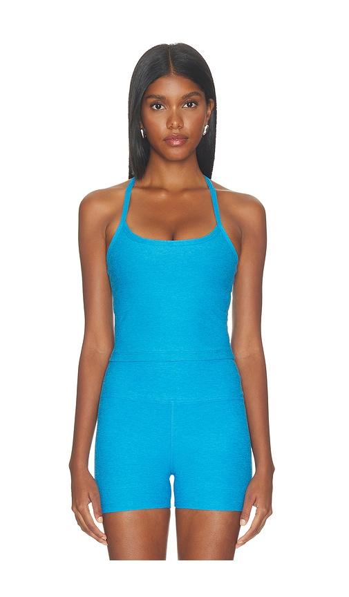 beyond yoga spacedye slim racerback cropped tank top in blue. - size l (also in xs, s, m)