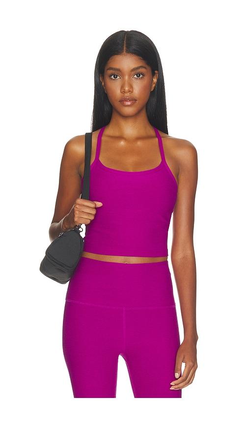 beyond yoga spacedye slim racerback cropped tank top in fuchsia. - size l (also in xs, s, m, xl)