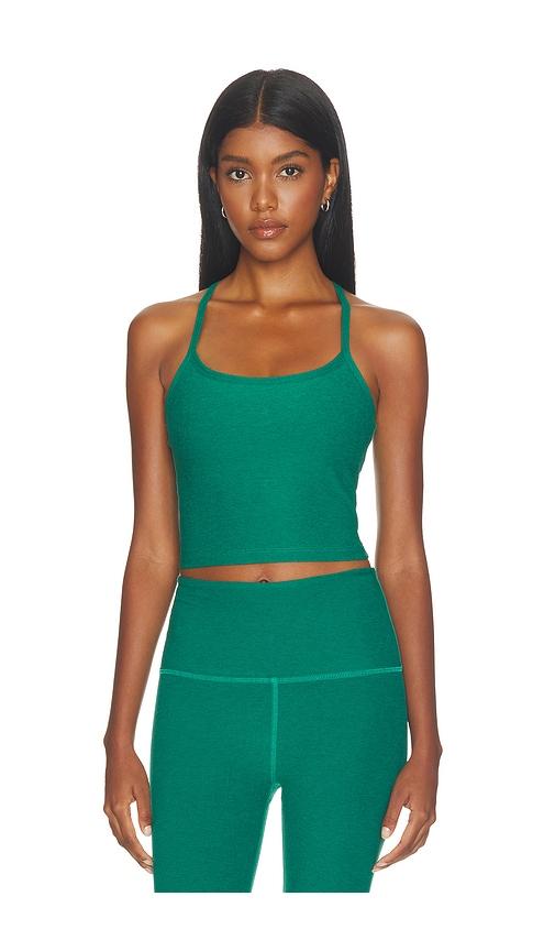 beyond yoga spacedye slim racerback cropped tank top in green. - size l (also in xs, s, m)