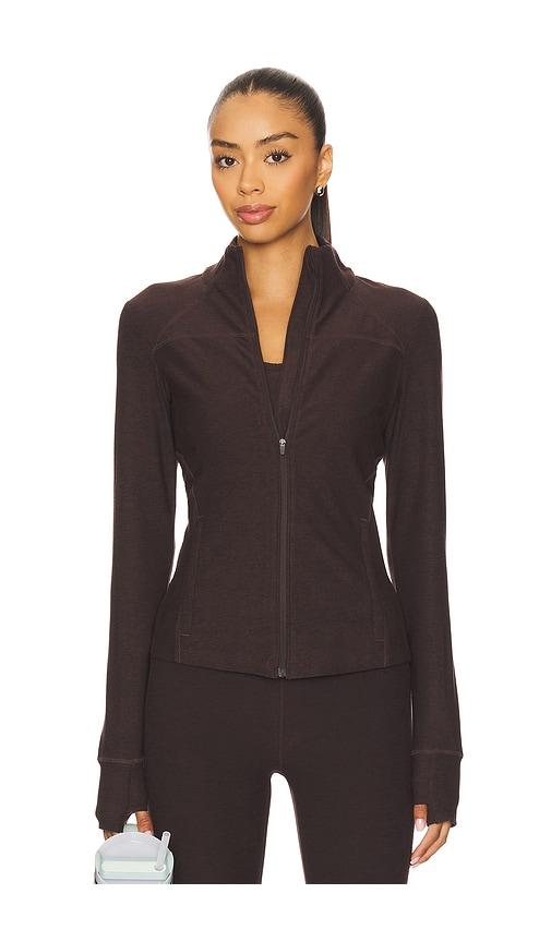 beyond yoga spacedye trails active jacket in chocolate. - size s (also in xs)