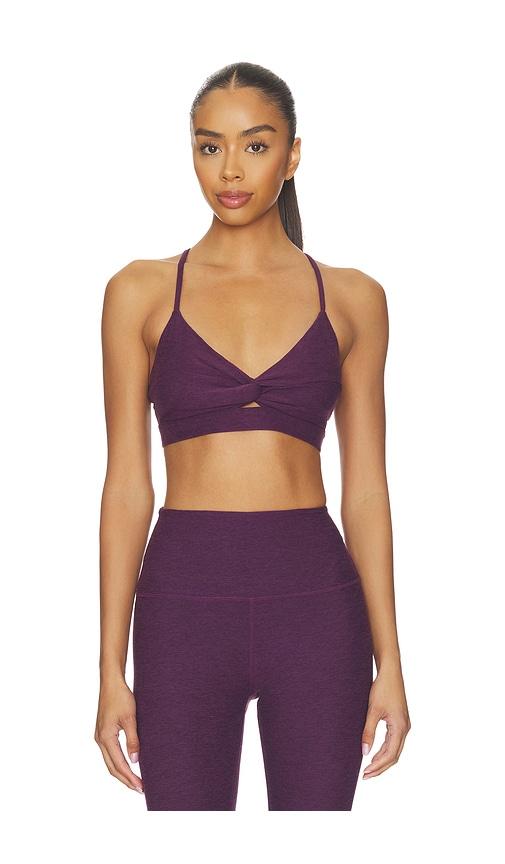 beyond yoga twist front strappy bra in purple. - size l (also in xs, m, xl)