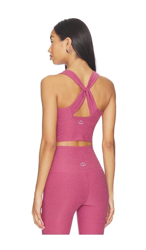 beyond yoga twist through cropped tank top in mauve. - size xl (also in xxs)