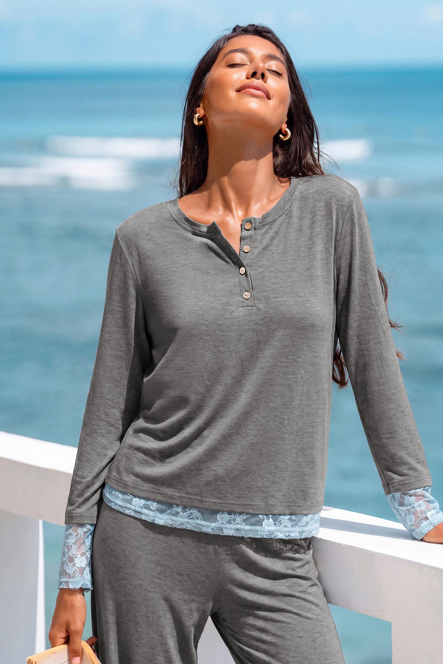 binge watcher grey pajama set - l