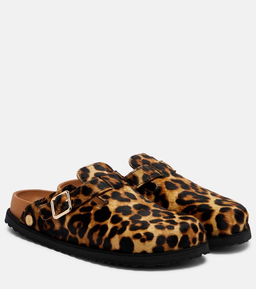 birkenstock 1774 boston leopard-print calf hair clogs