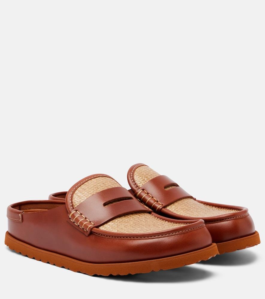 birkenstock 1774 naples leather-trimmed woven mules