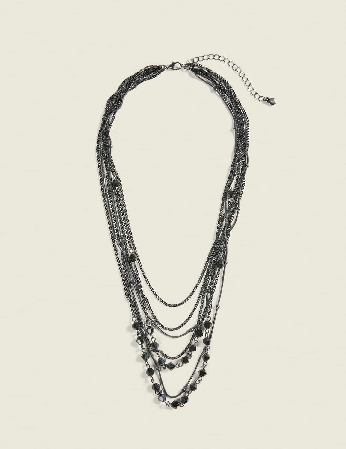 black beaded multi-row necklace