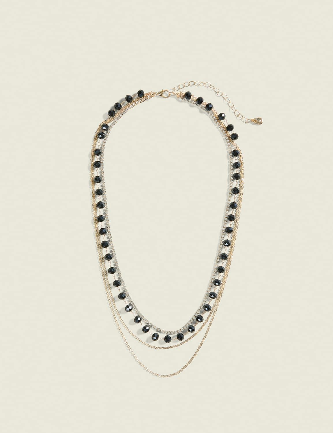 black beaded multi-row necklace