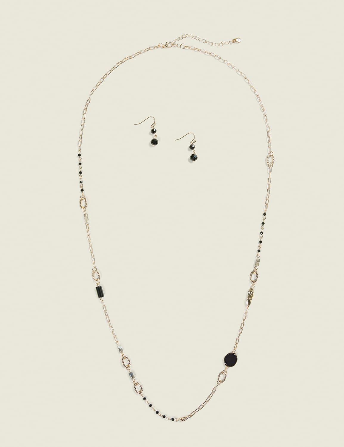 black beaded necklace & earring set