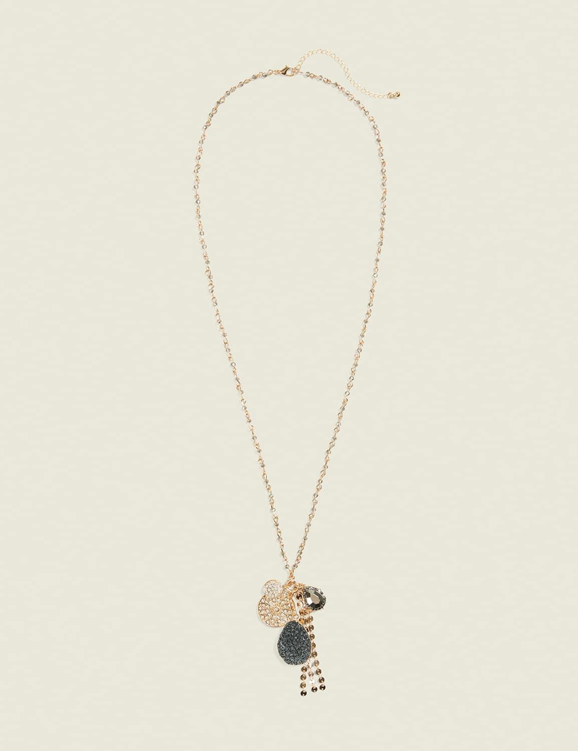 black druzy charm pendant necklace
