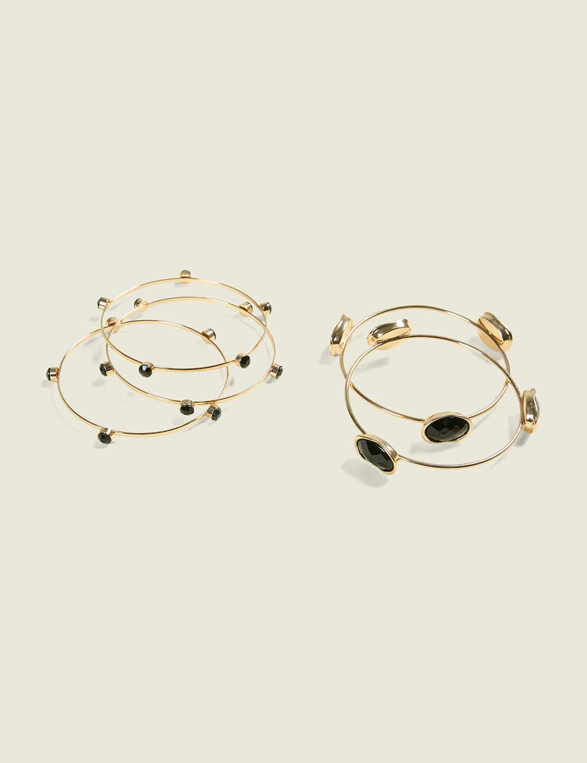 black imitation stone bangle set