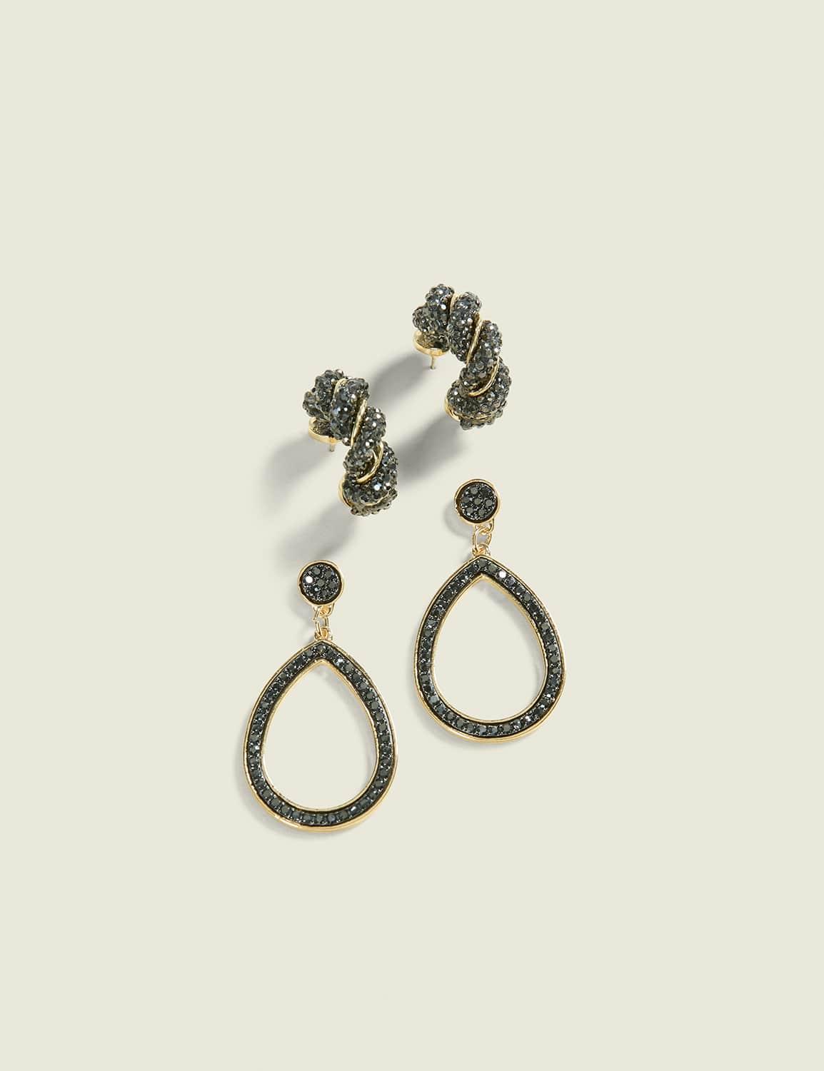 black pave earring 2-pack