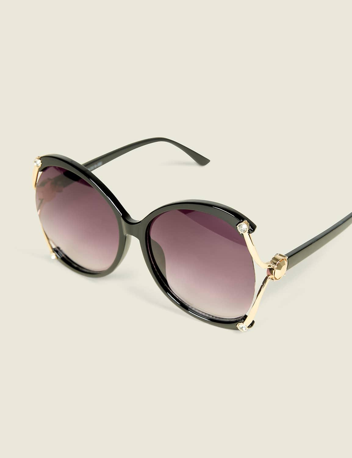 black square frames with gold metal detail