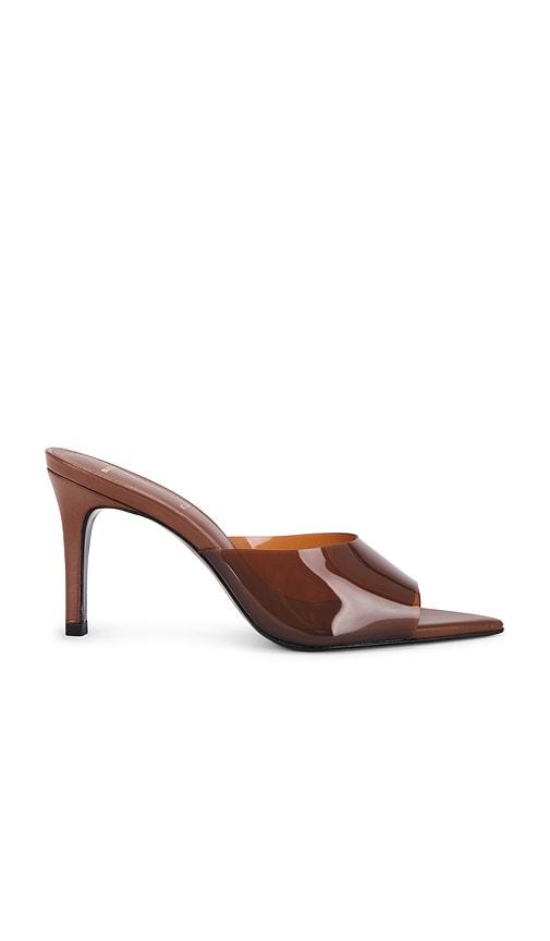 black suede studio belle 80 mule in brown. - size 6.5 (also in 7, 7.5)