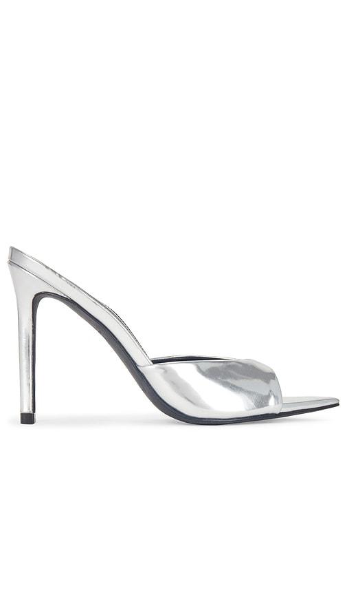 black suede studio brea mule in metallic silver. - size 10 (also in 7, 8, 8.5, 9)