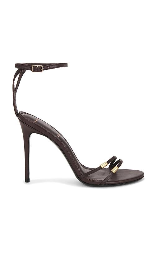 black suede studio britanny 100 sandal in chocolate. - size 39 (also in 40)