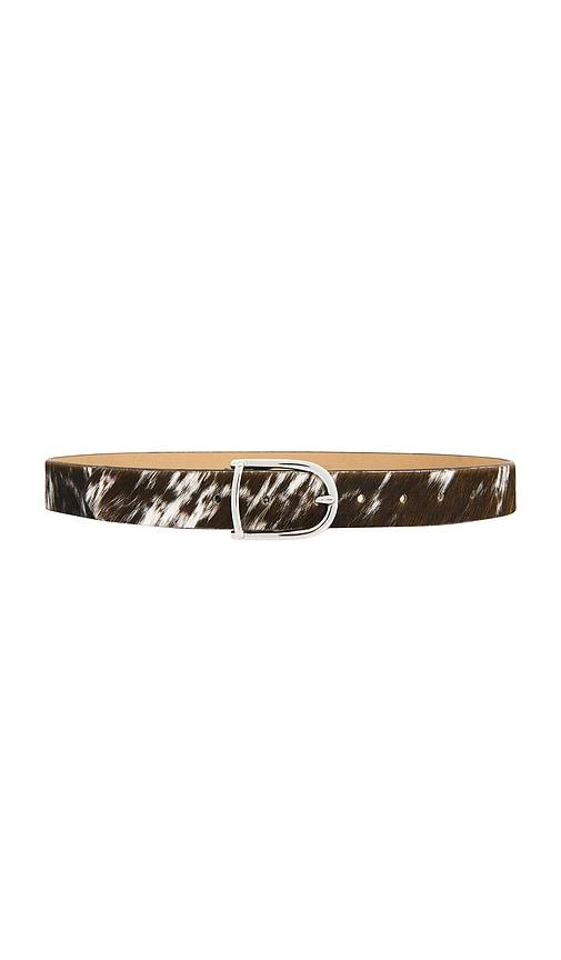 black suede studio frame belt in brown. - size l (also in m)