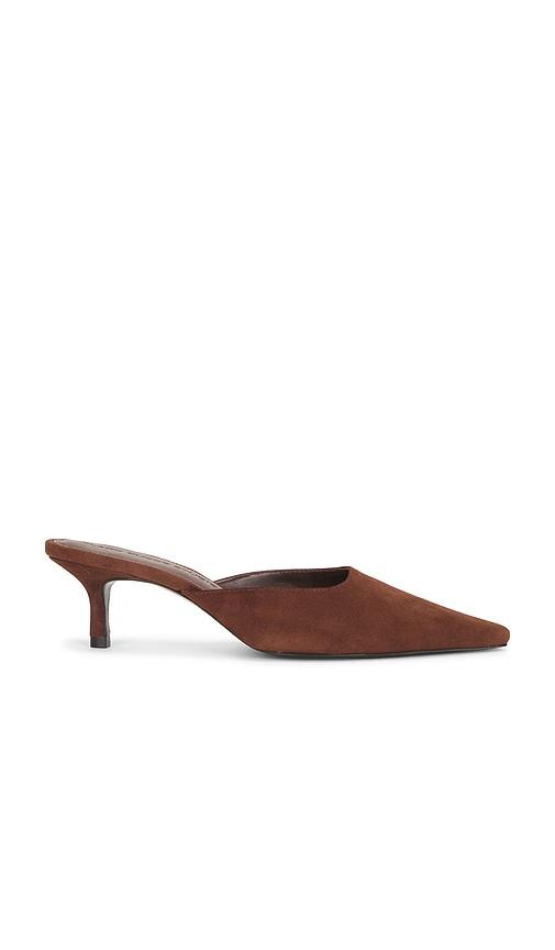 black suede studio riley 50 mule pump in chocolate. - size 37 (also in 38)