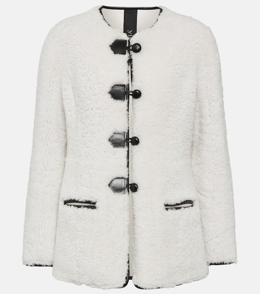 blancha leather-trimmed shearling jacket
