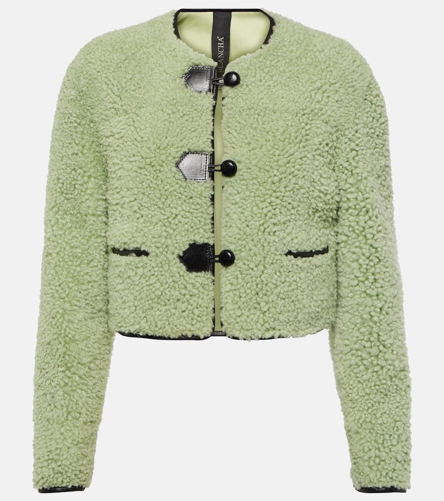 blancha leather-trimmed shearling jacket