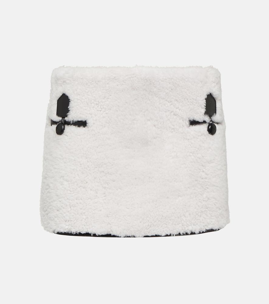 blancha leather-trimmed shearling miniskirt