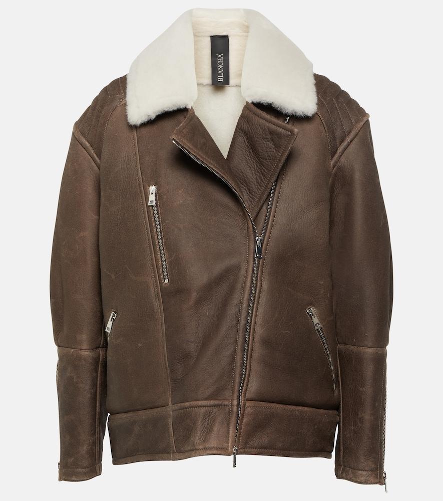 blancha shearling-trimmed leather jacket