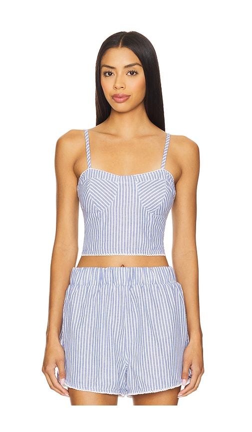 blanknyc bustier crop top in blue. - size l (also in m, s)