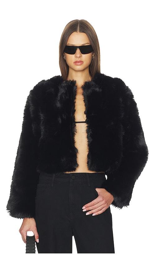 blanknyc crop faux fur coat in black. - size l (also in m)
