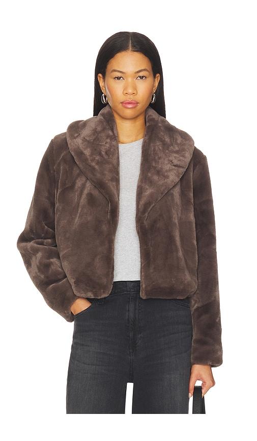 blanknyc cropped faux fur coat in brown. - size l (also in s, m)