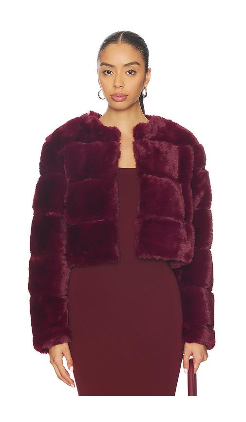 blanknyc cropped faux fur coat in burgundy. - size l (also in s, m)