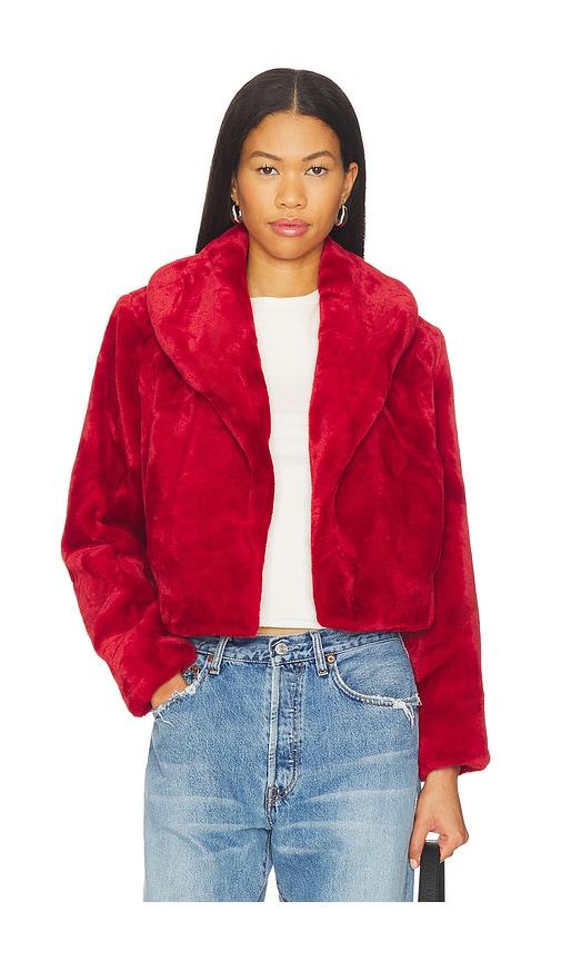 blanknyc cropped faux fur coat in red. - size m (also in xs, s)