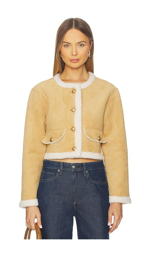 blanknyc cropped jacket in ahead of the curve in tan. - size l (also in m)