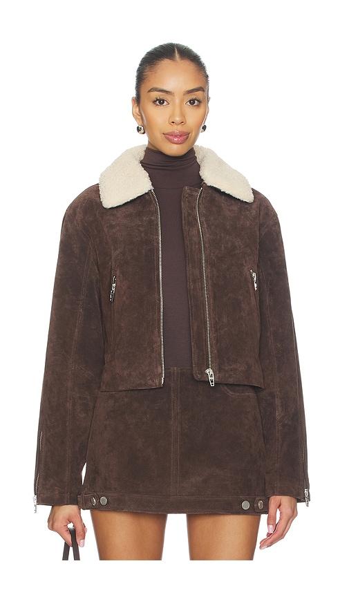 blanknyc cropped jacket in brown. - size l (also in m)