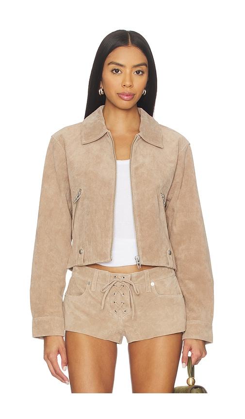 blanknyc cropped jacket in taupe. - size l (also in xs, m)