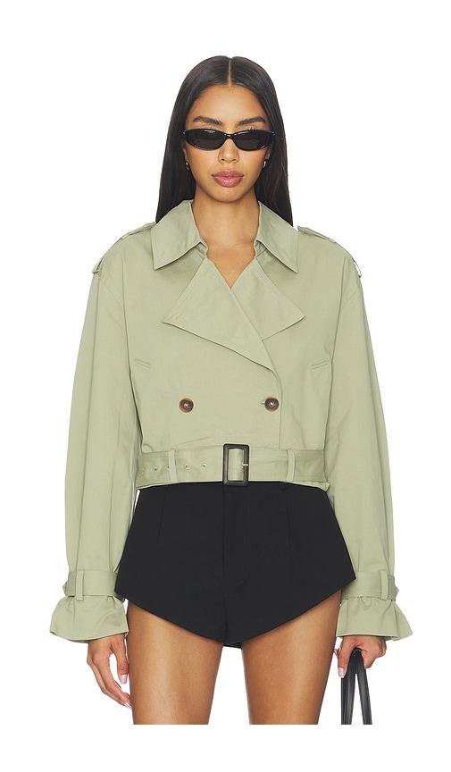 blanknyc cropped trench coat in sage. - size m (also in xs, s)