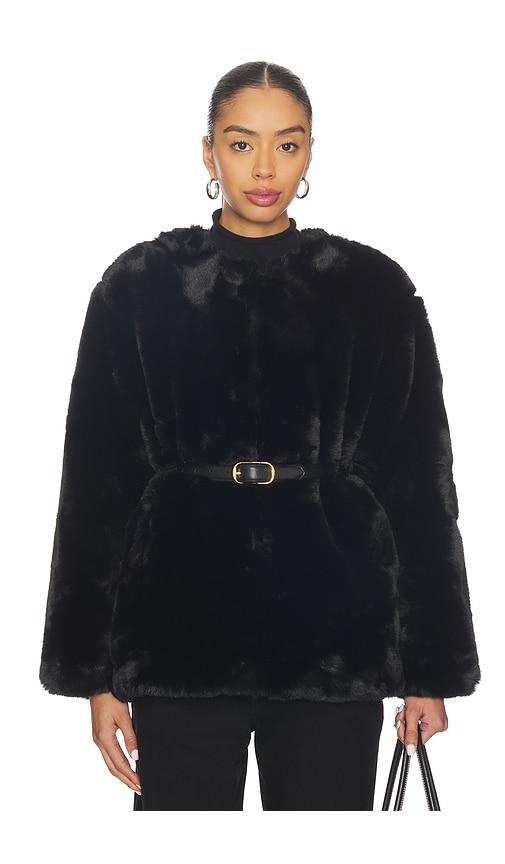 blanknyc faux fur coat in black. - size l (also in xs, s, m)