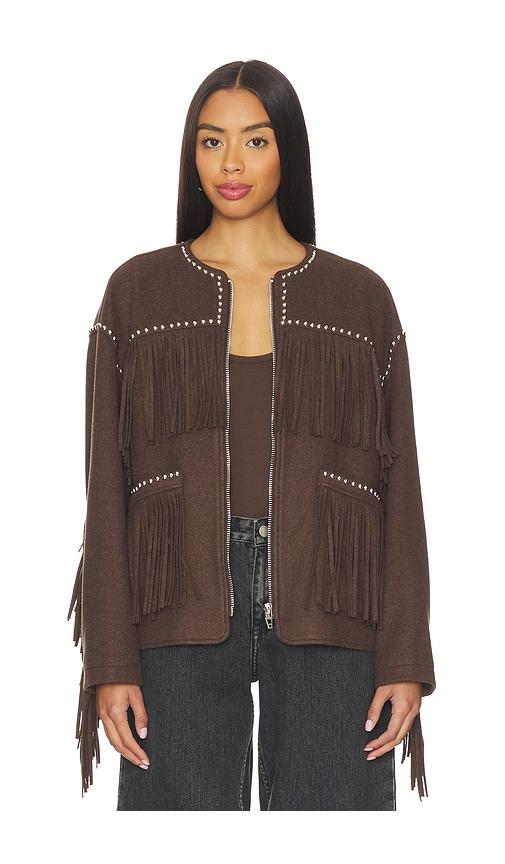 blanknyc fringe jacket in brown. - size m (also in s)