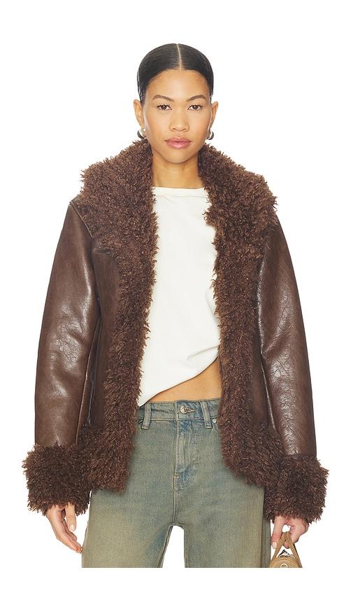 blanknyc leather coat in brown. - size m (also in s)
