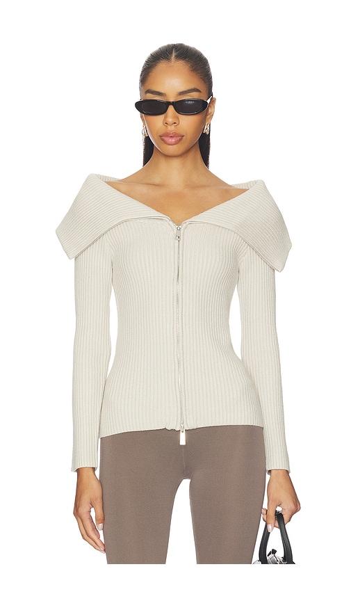 blanknyc zip-up sweater in cream. - size l (also in s)