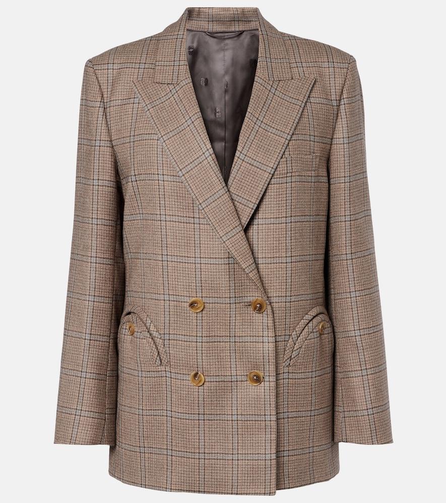 blazé milano everynight checked double-breasted wool blazer