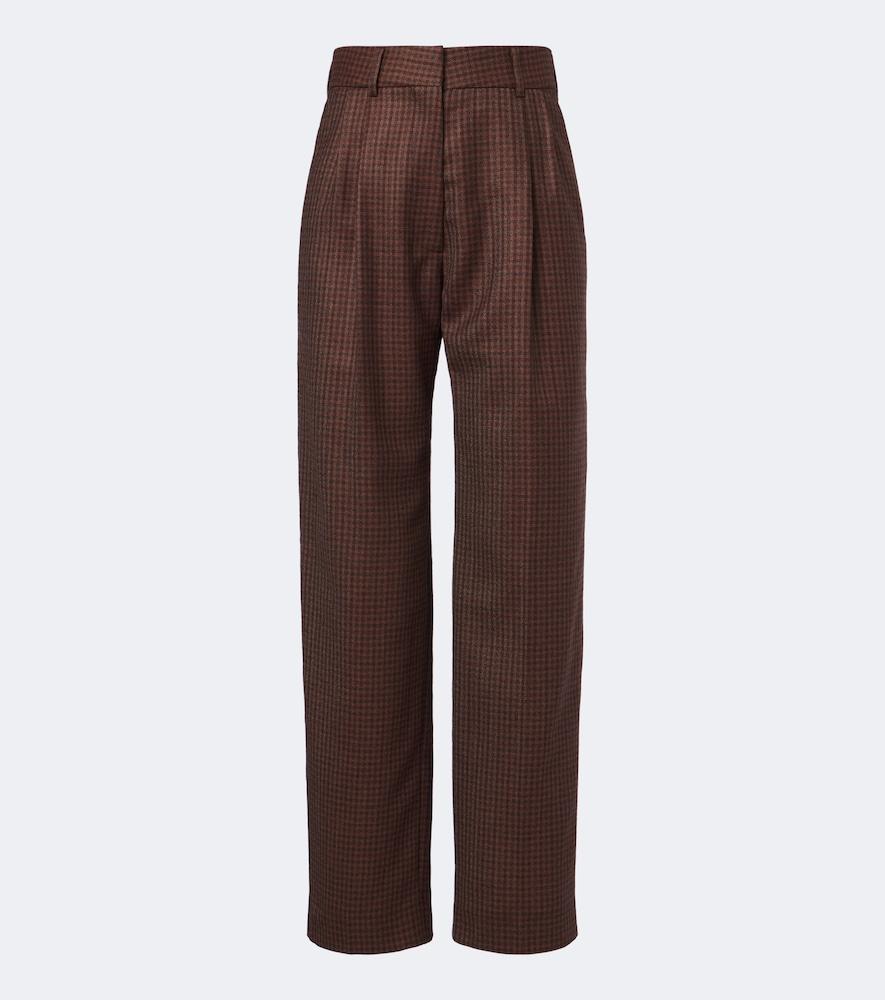 blazé milano fox checked virgin wool straight pants