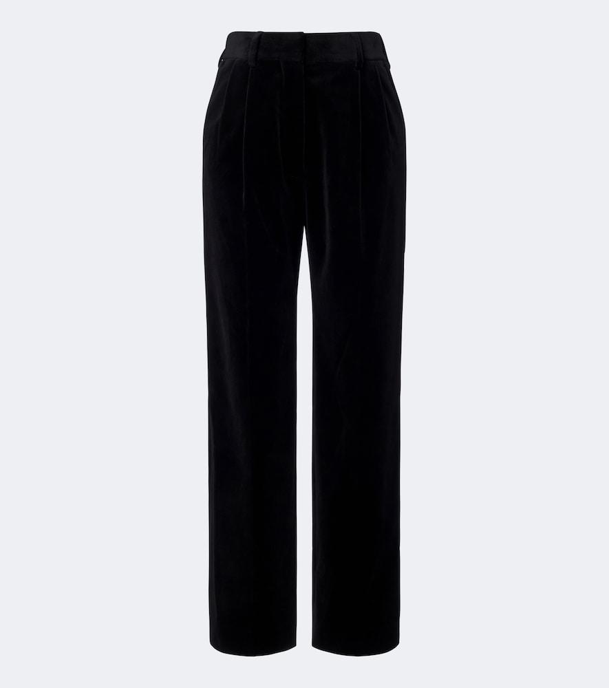 blazé milano fox pleated cotton velvet straight pants