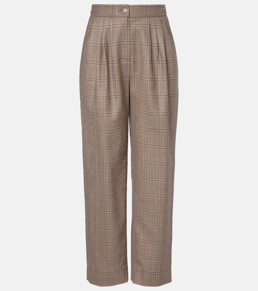 blazé milano glassy checked virgin wool straight pants